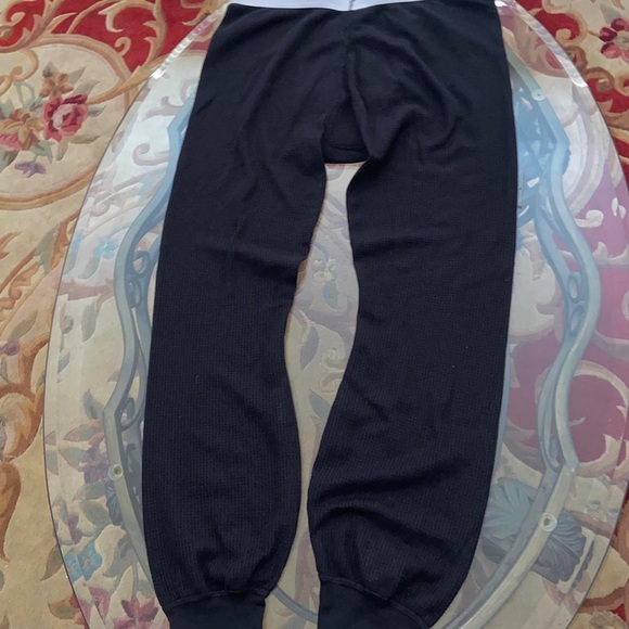 Men’s black long john chaps pajamas dad pants winter comfy bottoms casual sweats - Picture 2 of 12